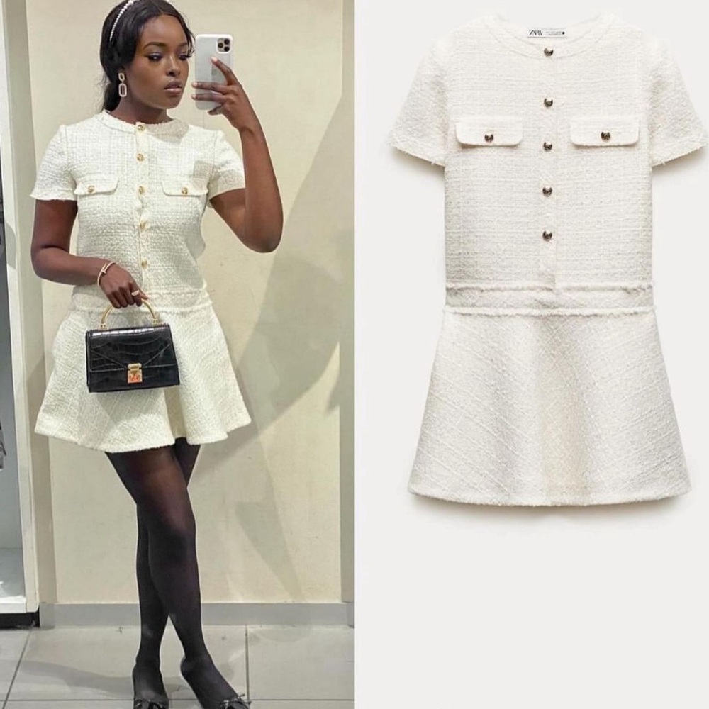 ZARA SHORT STRUCTURED DRESS TWEED - Picture 3 of 9